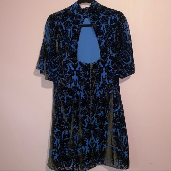 NEW Anthropologie Mock-Neck Burnout Velvet Mini Dress Womens Size 10 Whimsigoth - Picture 5 of 9